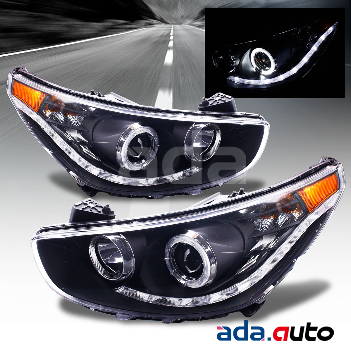 For 20122014 Hyundai Accent Sedan/Hatchback [LED Halo] Projector