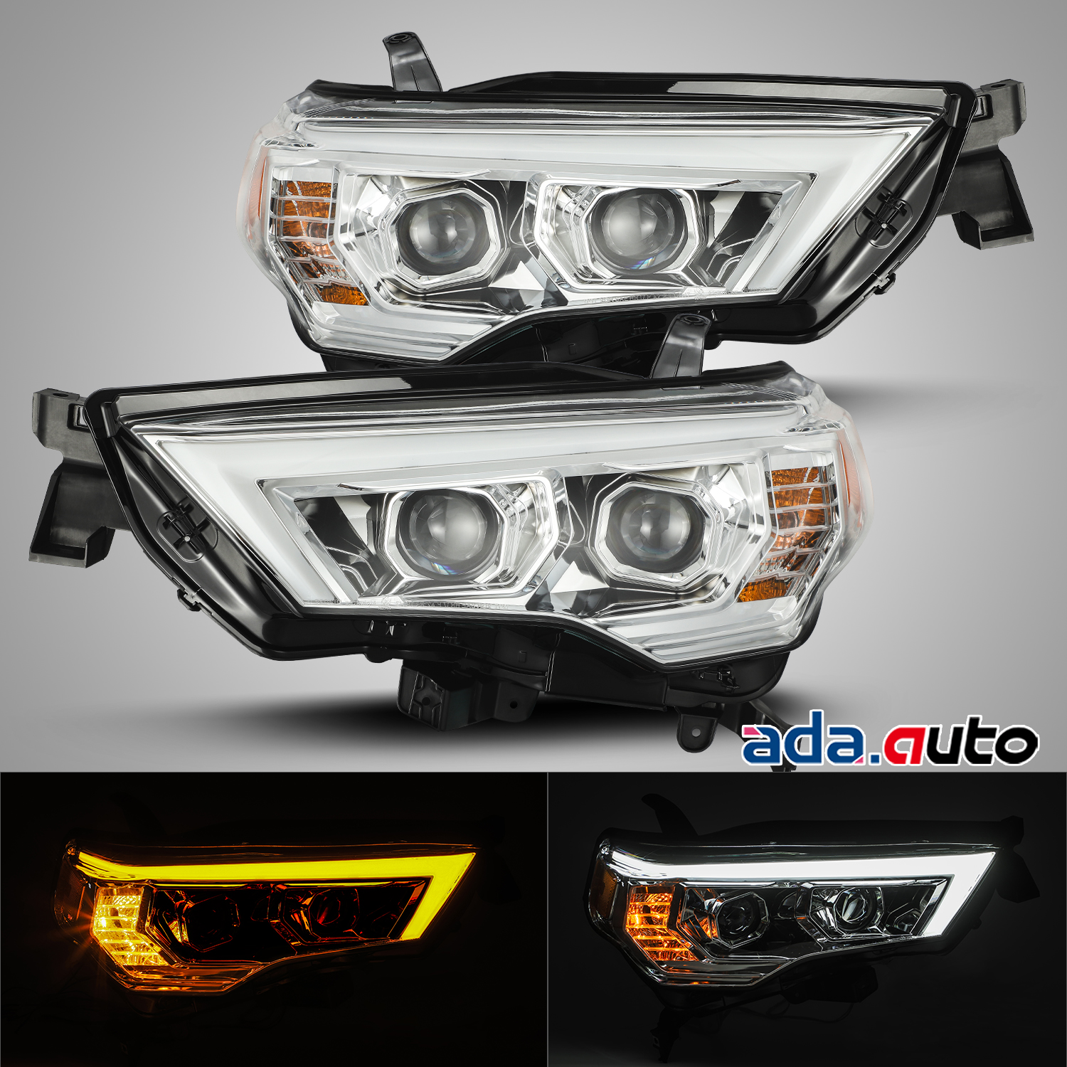 For 20142020 Toyota 4Runner LED DRL/Signal Chrome Projector Headlights