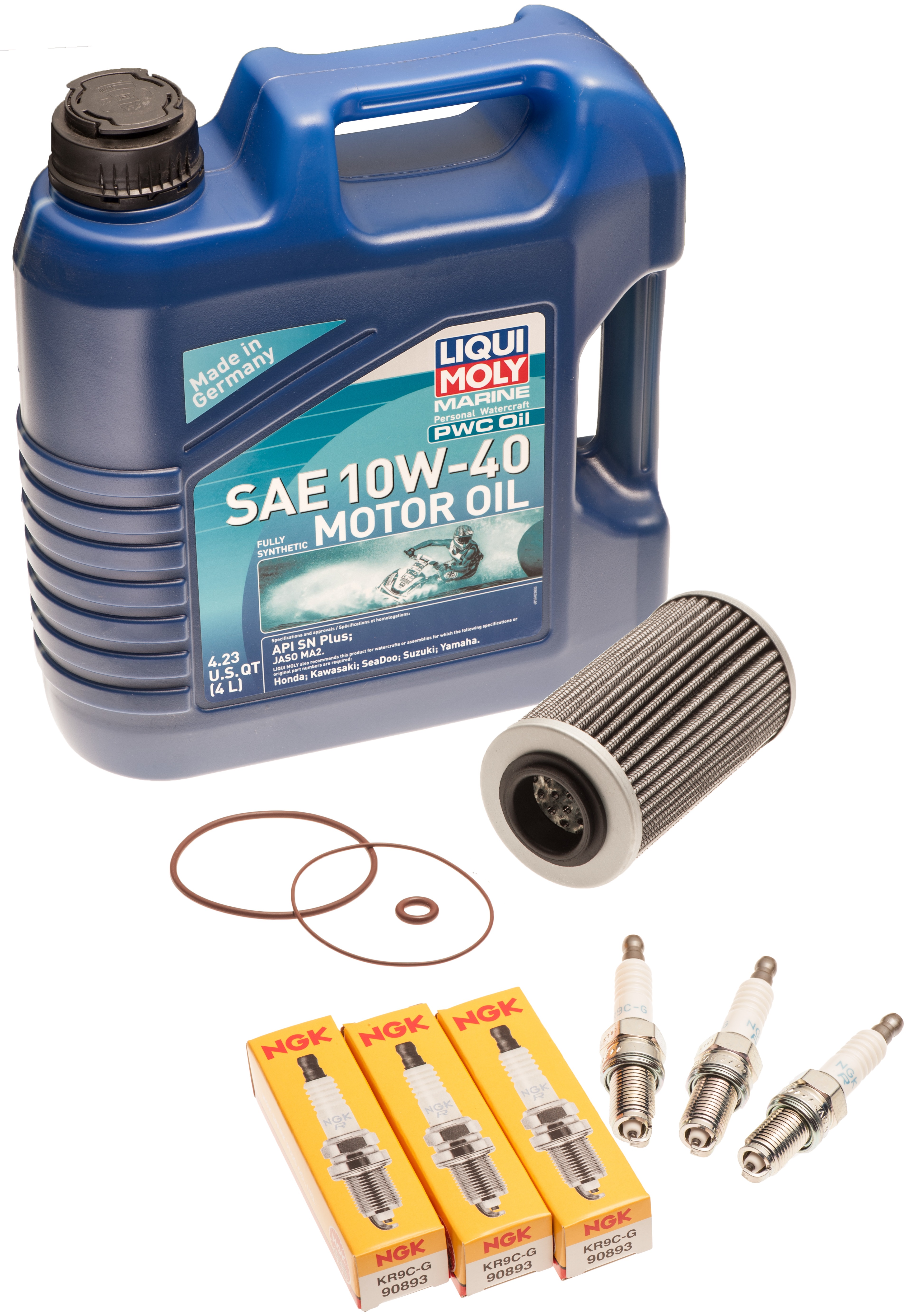 2 Pack Oil Change Service Kit NGK Plugs SeaDoo 4-Tec GTX GTI RXP RXT W