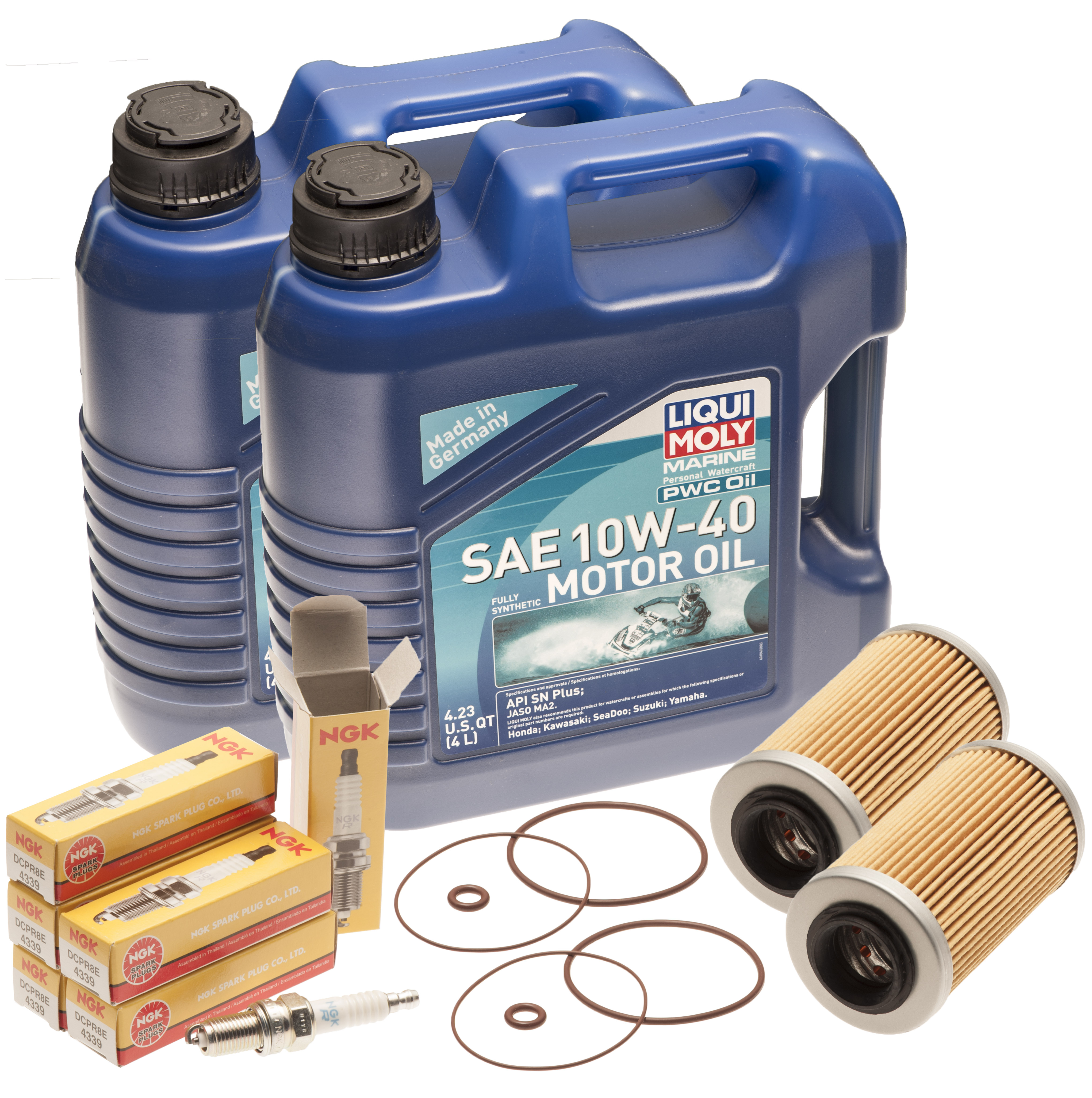 2 Pack Oil Change Service Kit NGK Plugs SeaDoo 4-Tec GTX GTI RXP 