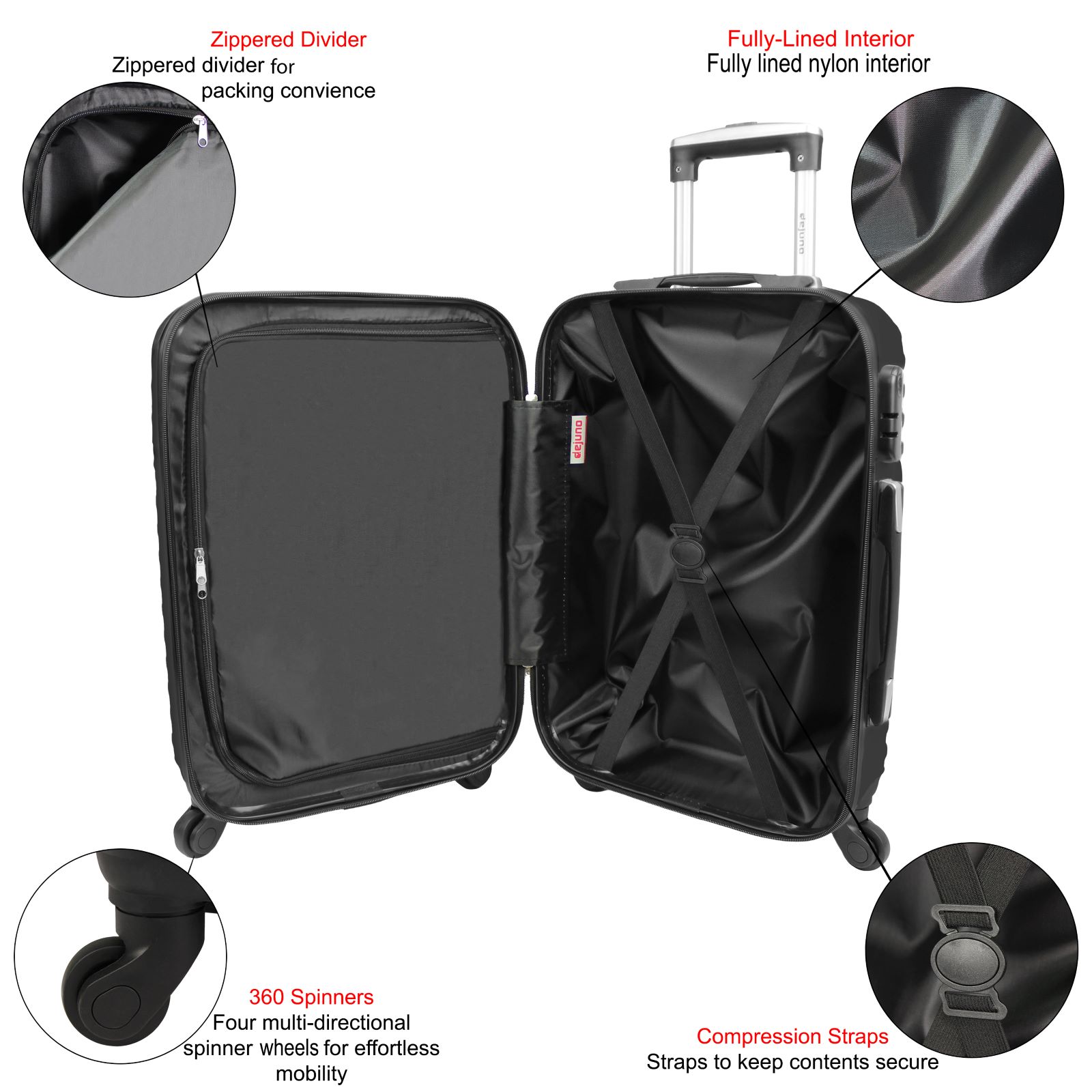 Dejuno Craft Hardside 3-Piece Spinner Luggage Set - Picture 10 of 52