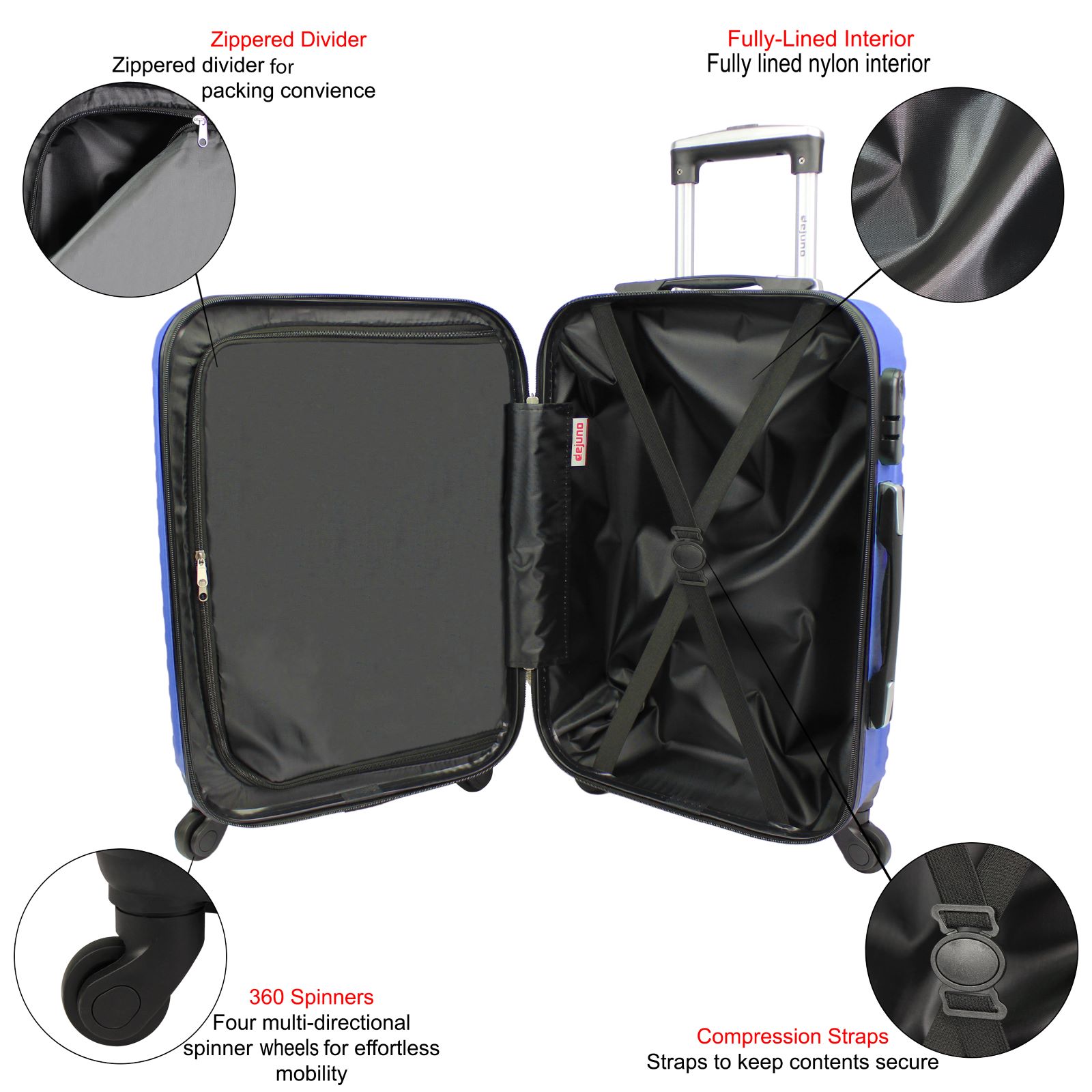 Dejuno Craft Hardside 3-Piece Spinner Luggage Set - Picture 16 of 52