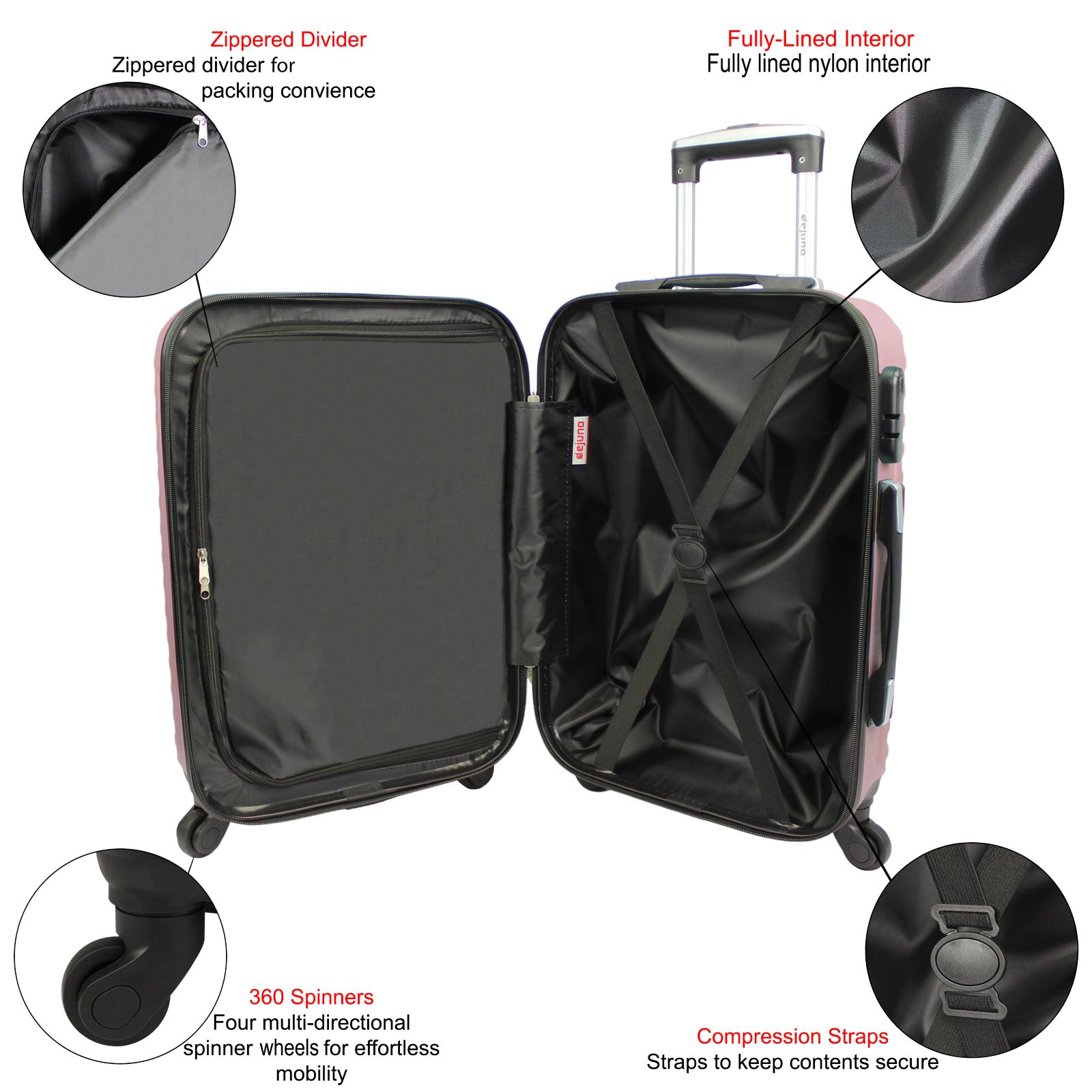 Dejuno Craft Hardside 3-Piece Spinner Luggage Set - Picture 20 of 52