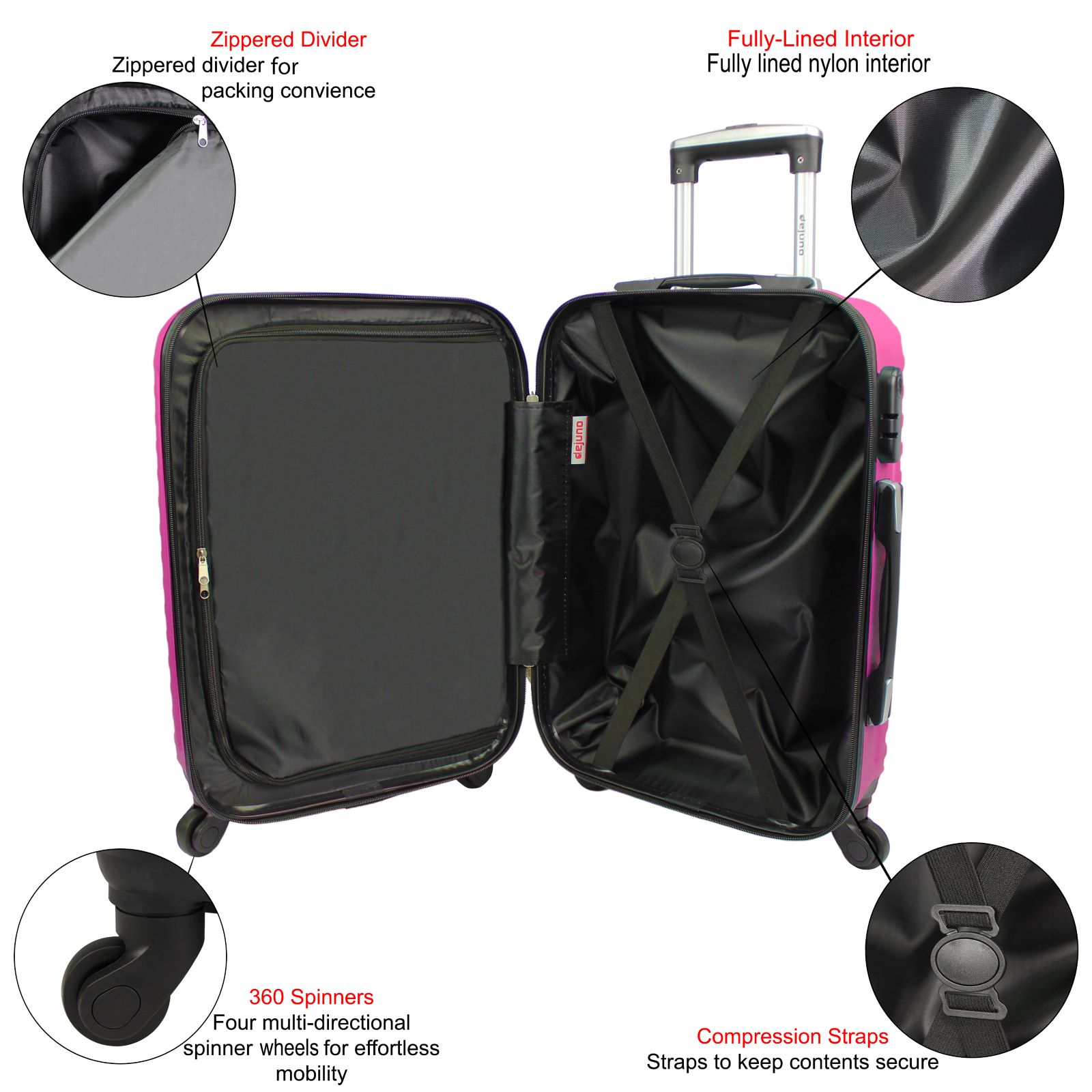 Dejuno Craft Hardside 3-Piece Spinner Luggage Set - Picture 34 of 52
