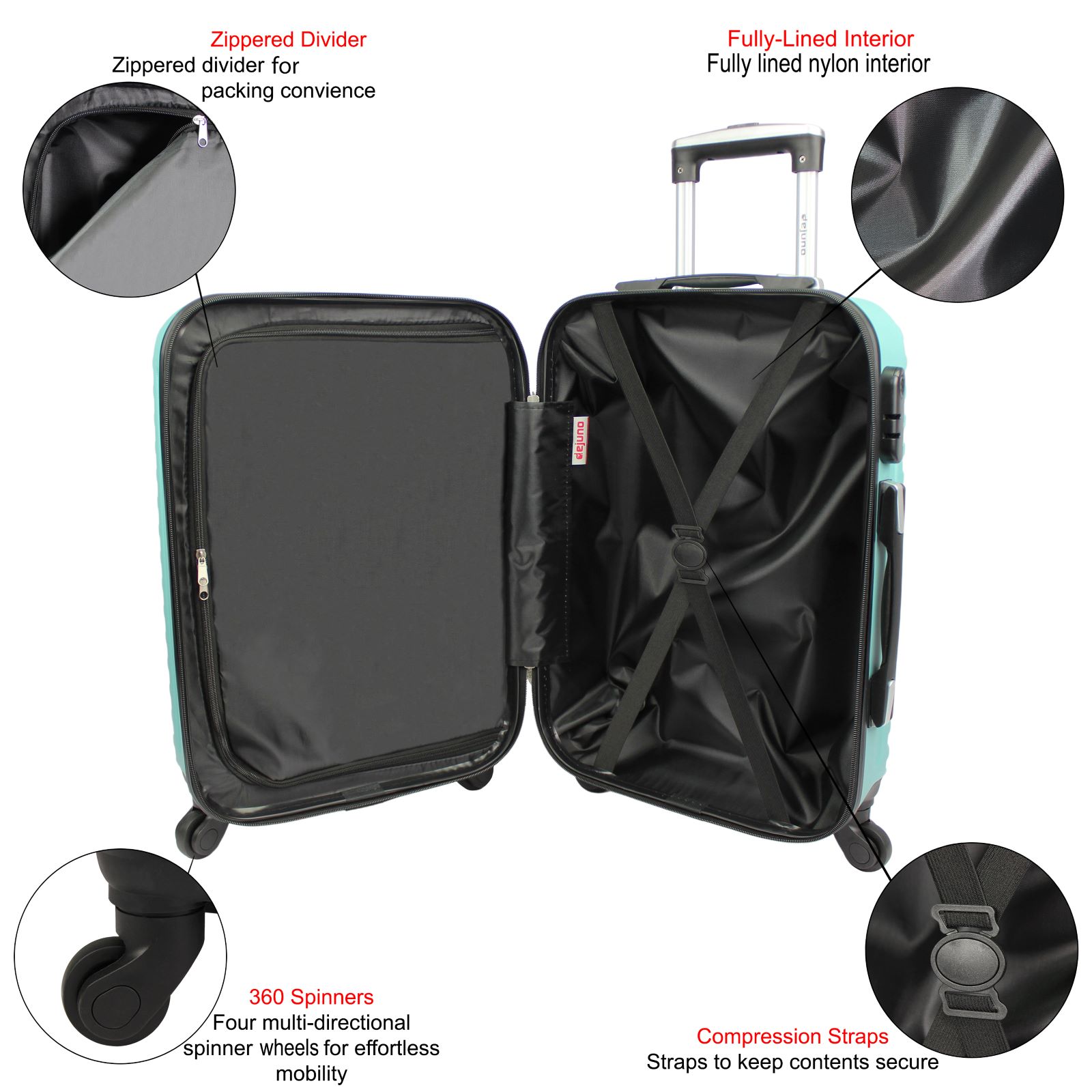 Dejuno Craft Hardside 3-Piece Spinner Luggage Set - Picture 48 of 52