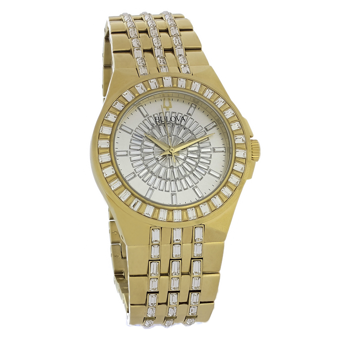 bulova men's crystal stainless steel watch