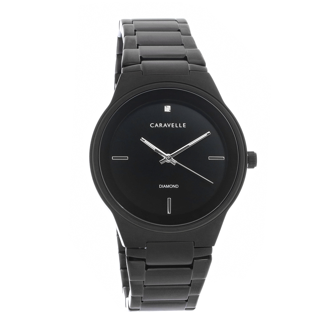 Caravelle By Bulova Mens Black ION Plated Stainless Steel Quartz Watch