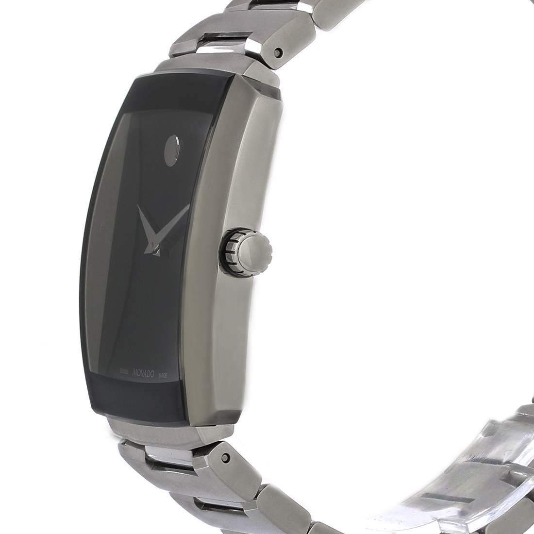 Movado Eliro Mens Rectangular Black Dial Swiss Quartz Watch 0607186 eBay