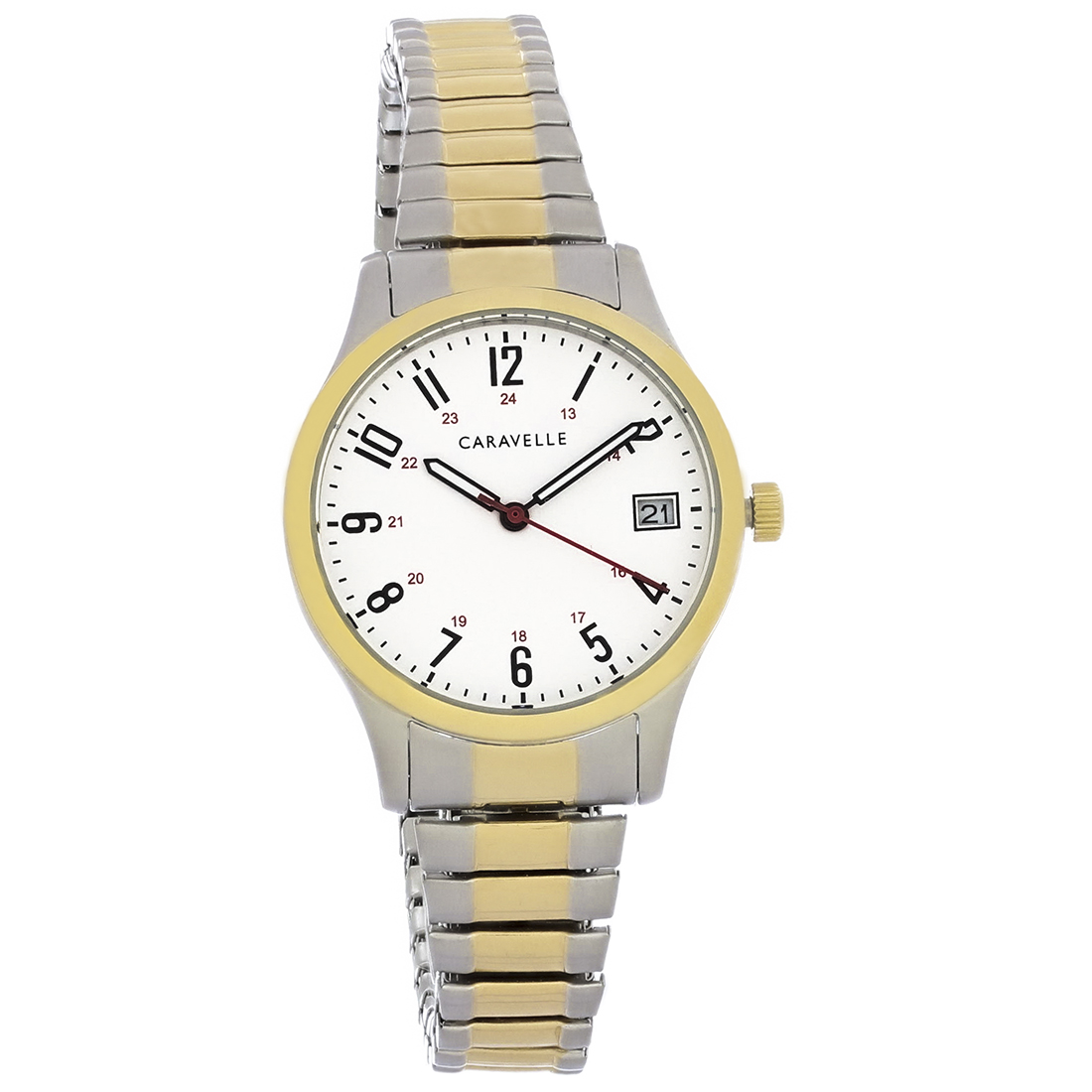 Caravelle By Bulova Two Tone Stainless Ladies Quartz Watch 45M111