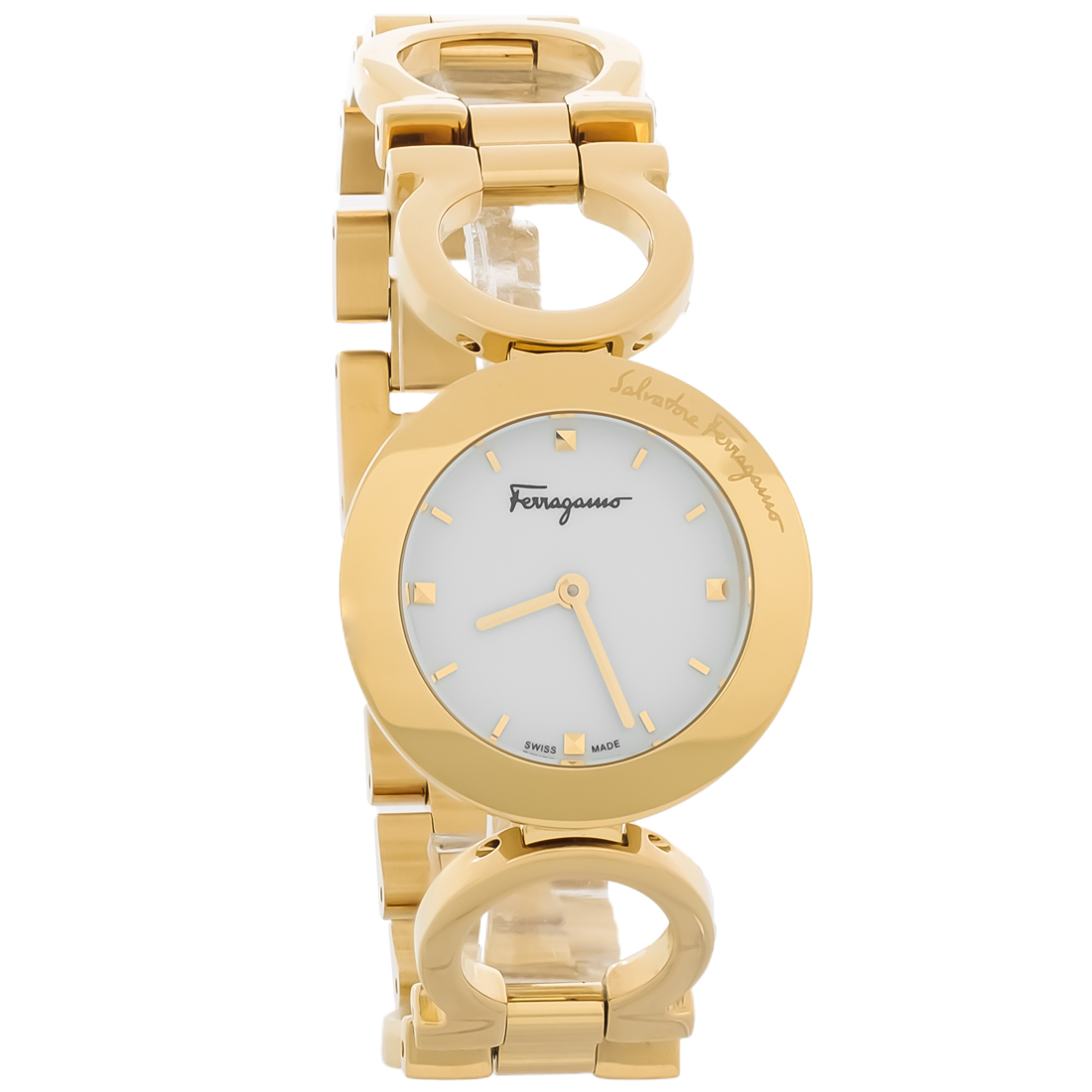 激安！Salvatore Ferragamo Gancino Bracelet Watch SFYA00321 Salvatore Ferragamo Gancino Gold Tone White Dial Quartz