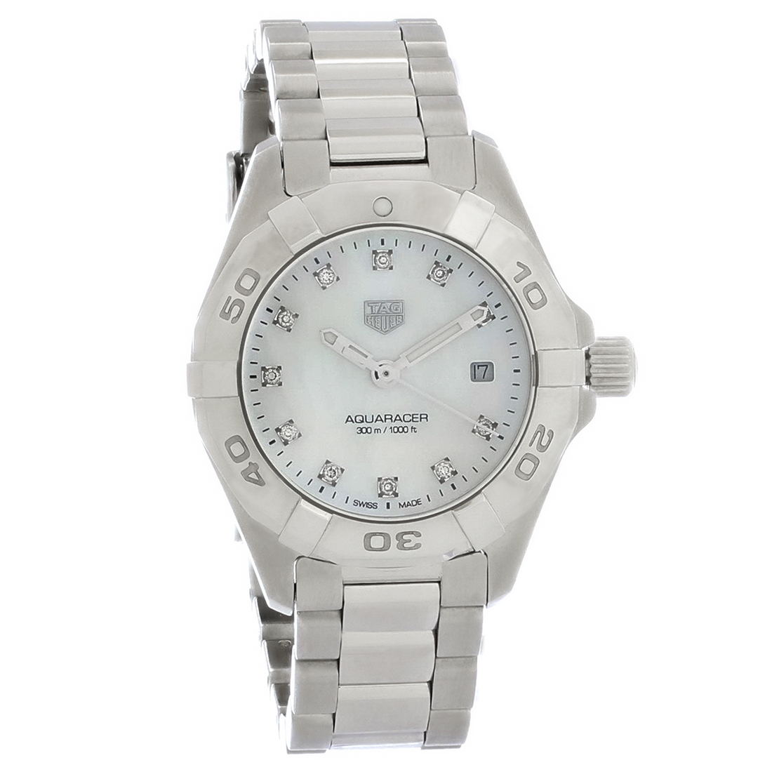 tag heuer aquaracer diamond mother of pearl bracelet watch