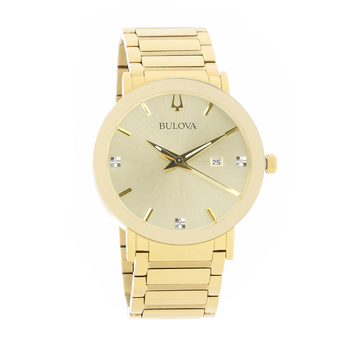 Bulova Mens Futuro Diamond Gold Tone Plated Steel Quartz Watch 97D115