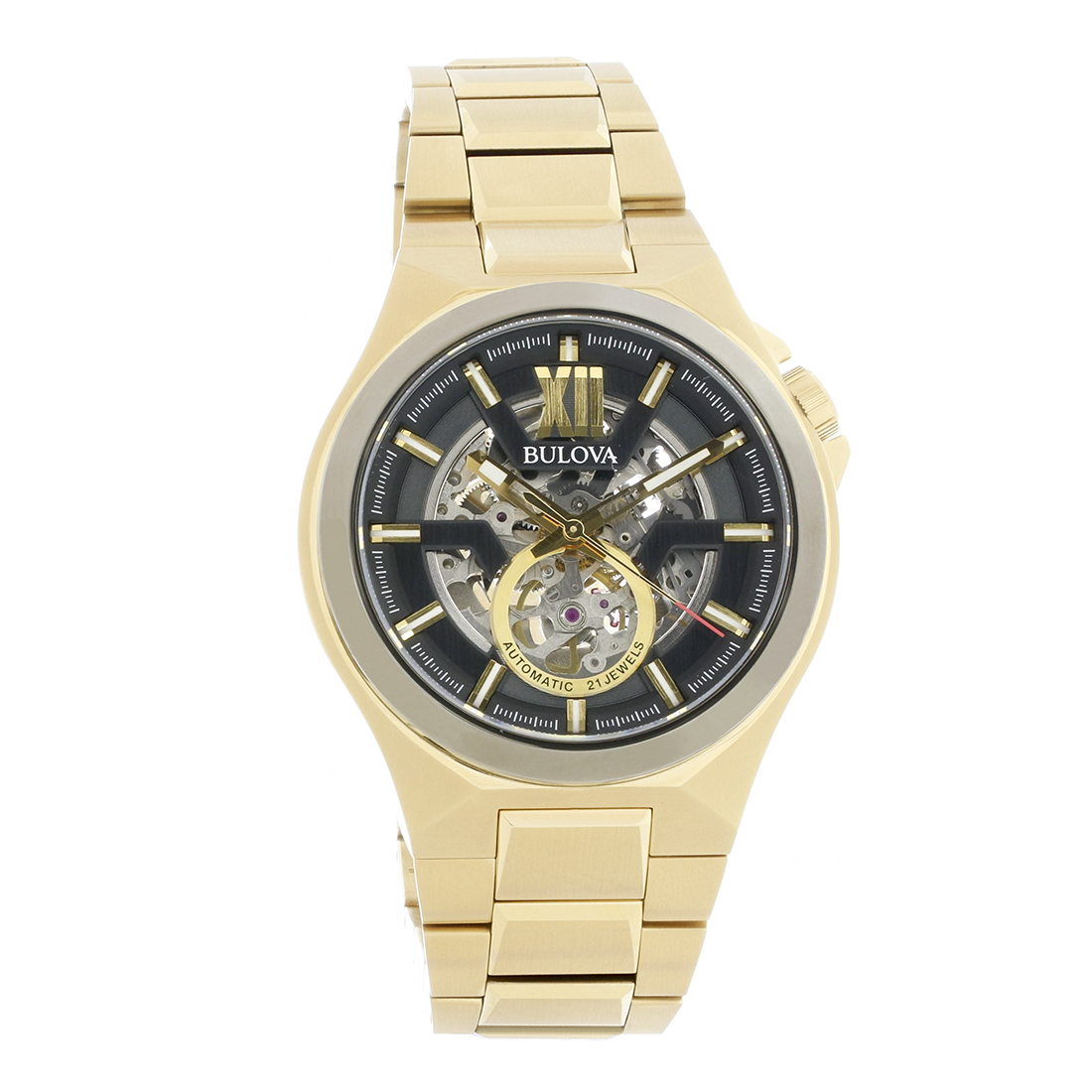 Bulova Classic Mens Gold Plated Stainless Steel Automatic Watch 98A178