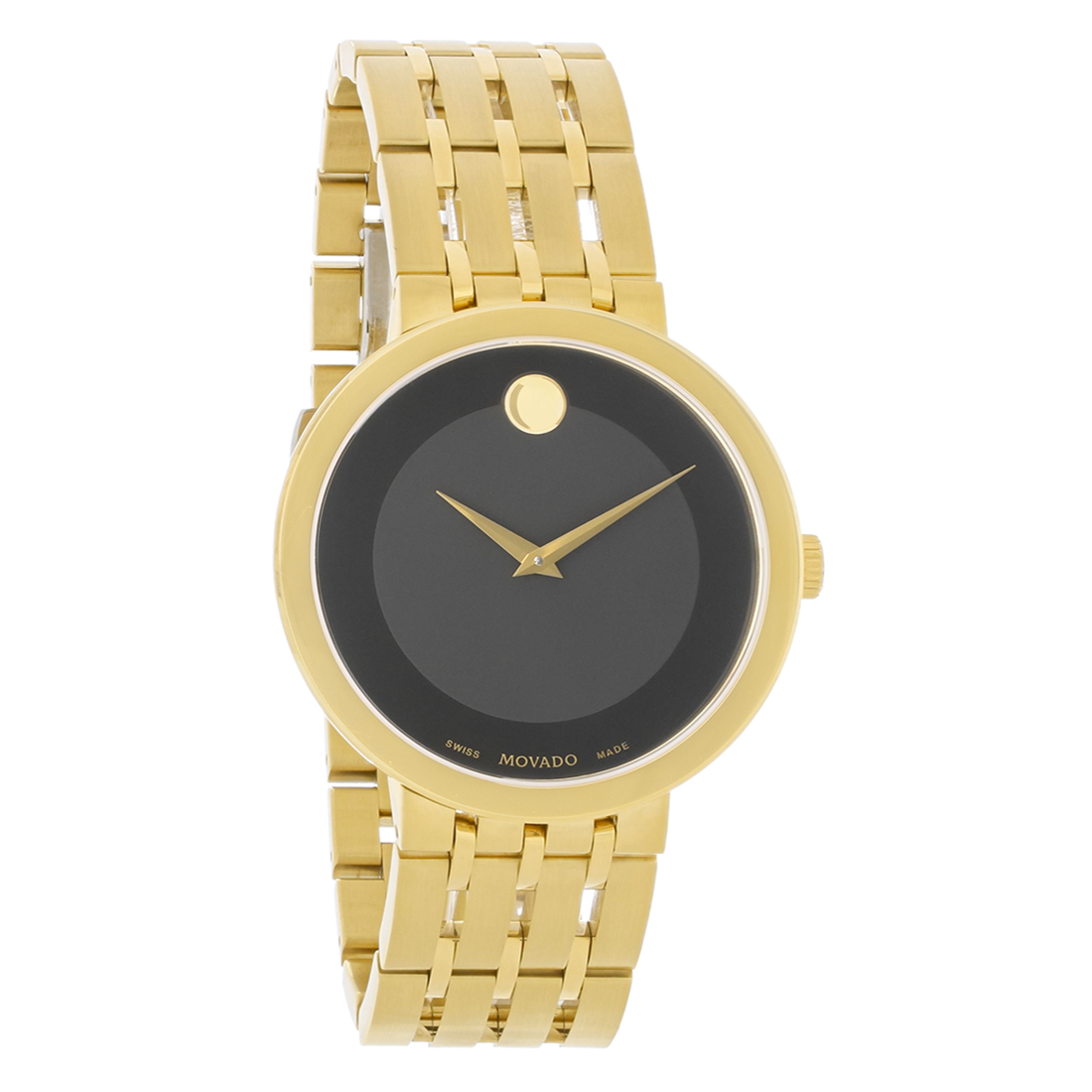 Movado Esperanza Mens Gold Tone Black Dial Swiss Quartz Watch 0607059