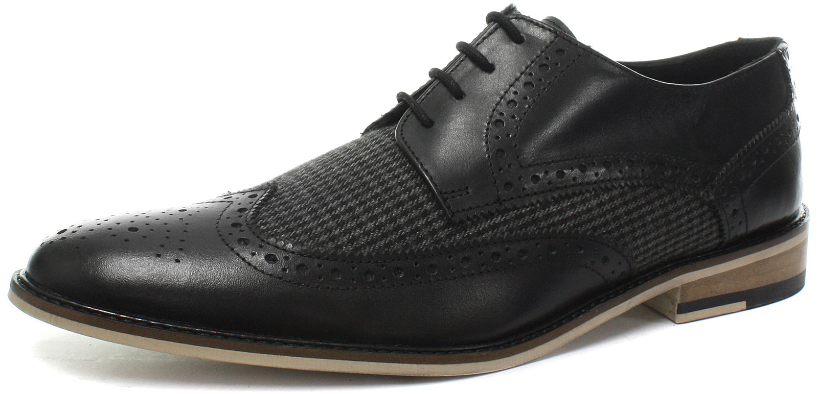 NEU Roamers 4 Auge Flügel Kappe Gibson schwarze Herren Brogue Halbschuhe NEU Roamers 4 Auge Flügel Kappe Gibson schwarze Herren Brogue Halbschuhe