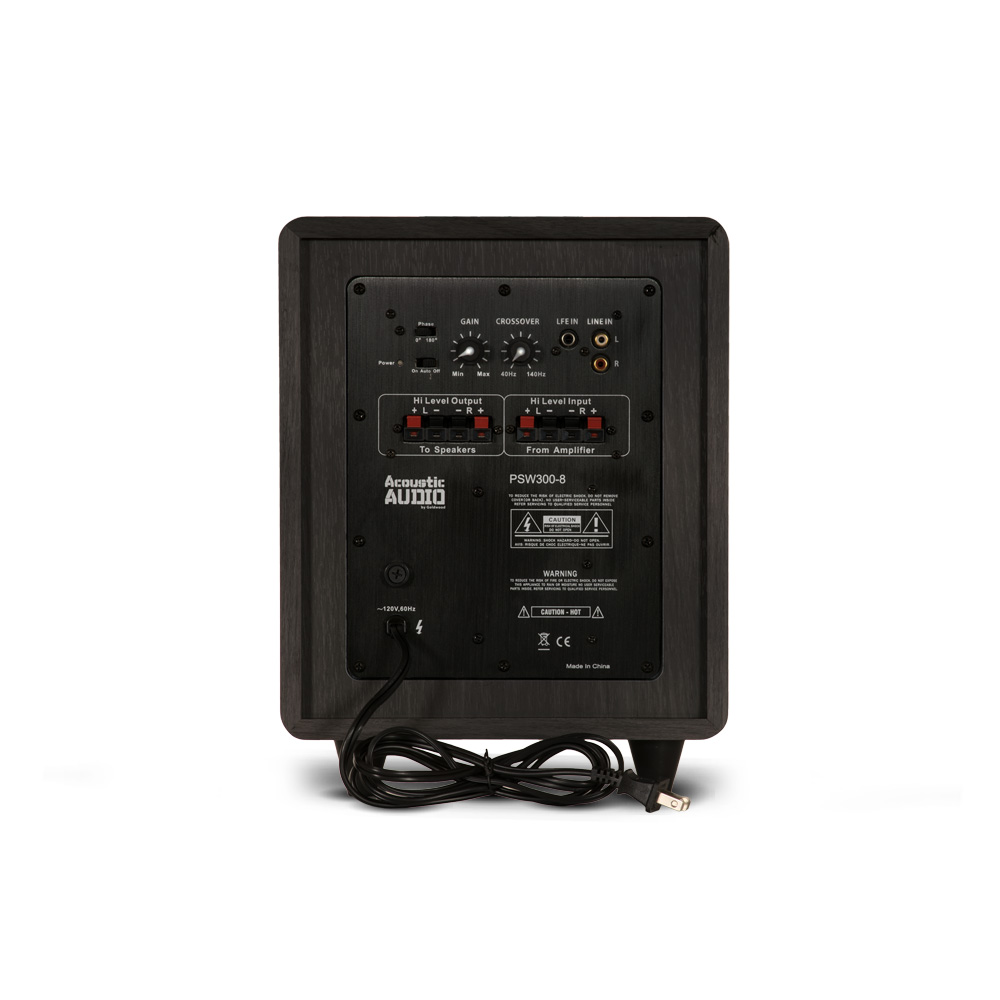 Acoustic Audio PSW3008 Home Theater Powered 8" LFE Subwoofer Front