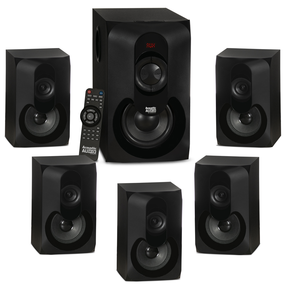 Acoustic Audio Bluetooth 5.1 Speaker System with LED Lights Home 6 Speaker Set