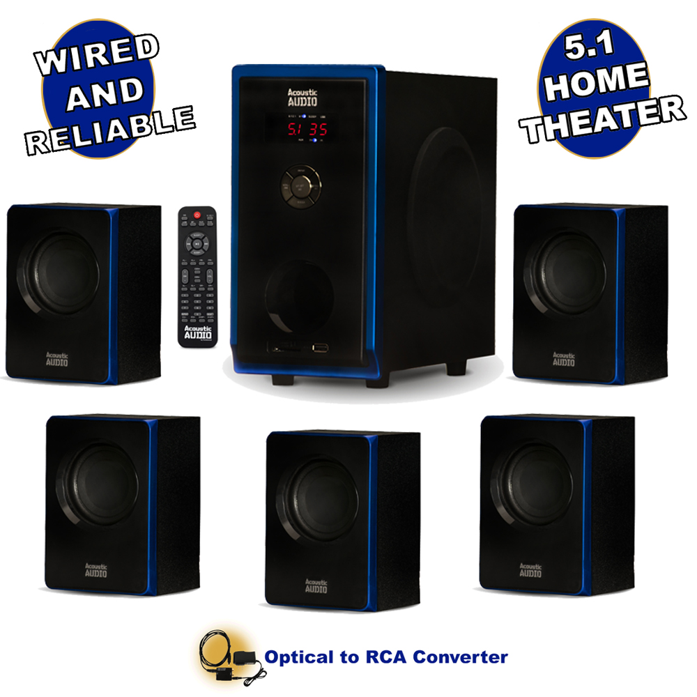 Acoustic Audio Home Theater 5.1 Bluetooth Speaker System & Digital