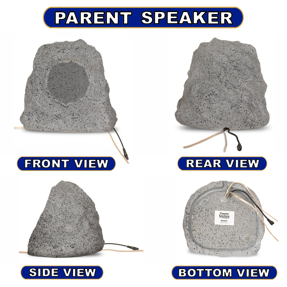 Theater Solutions Powered Bluetooth Outdoor Granite Rock Speaker Pair Coaxial