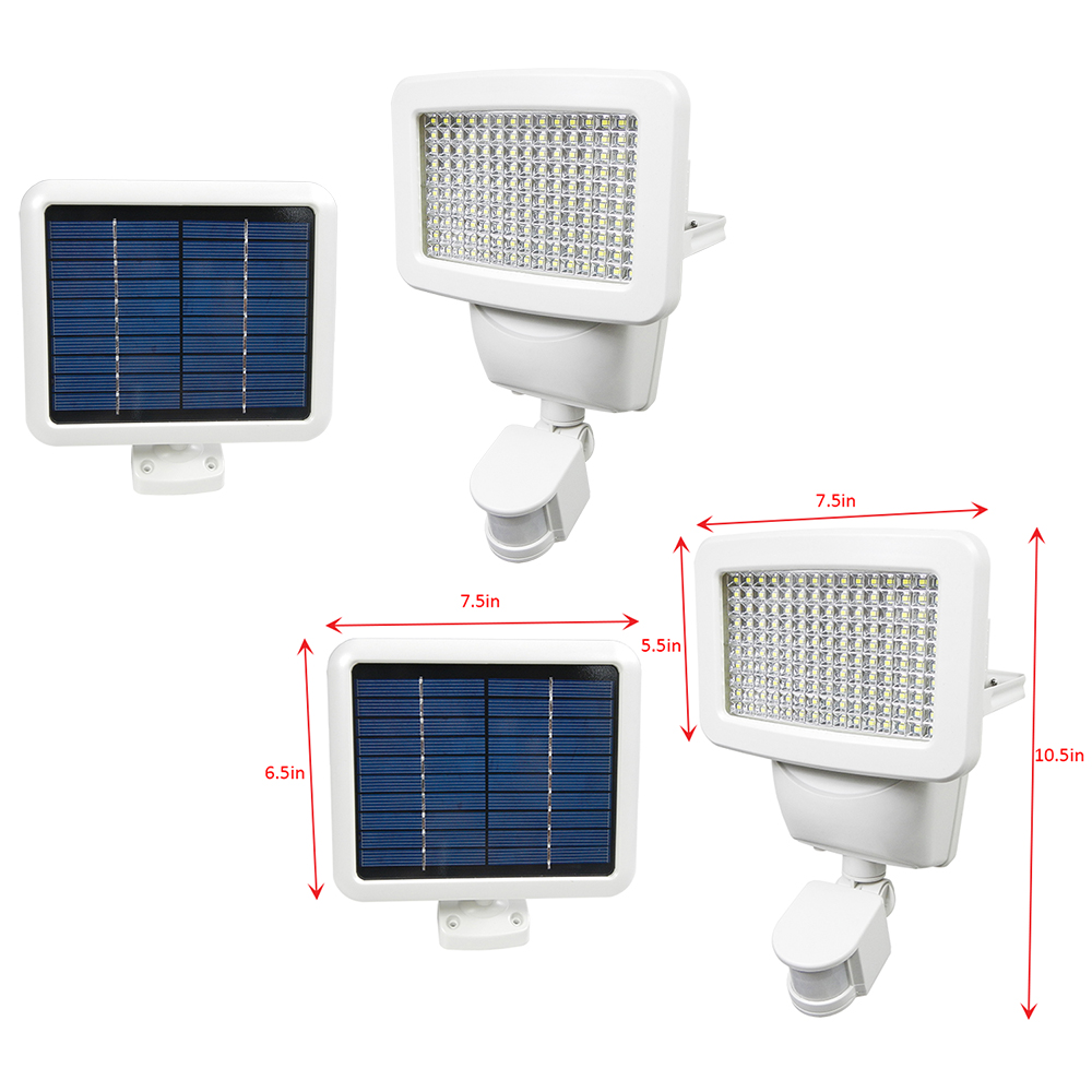 4 PACK 150 SMD LEDs Solar Powered White Motion Sensor Security Light Flood 100