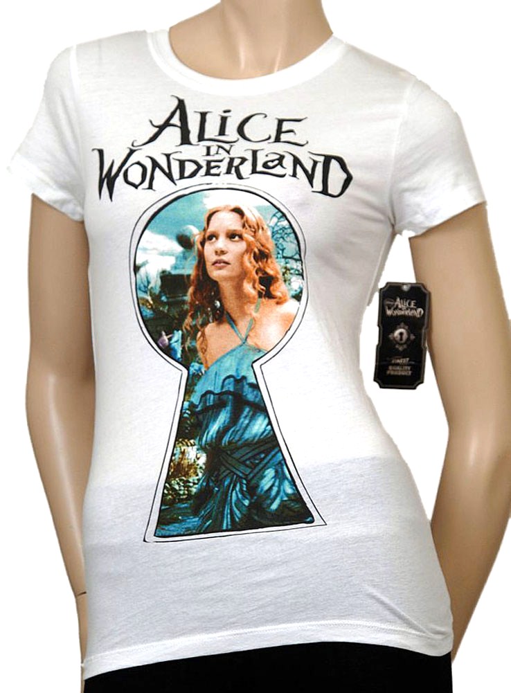 new disney alice in wonderland garden s/s womens t shirts white