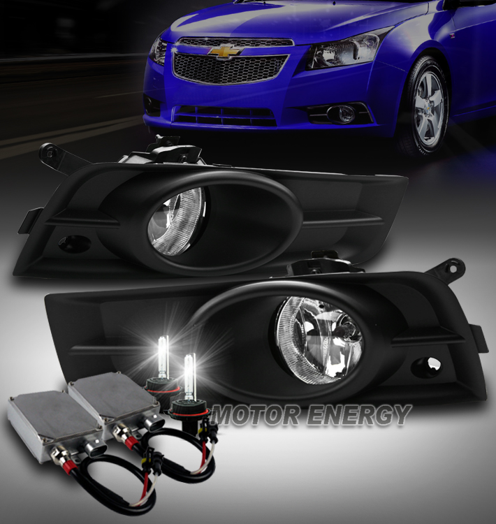 Crystal Clear Lens LED DRL Fog Light w//Harness+Black Bezel for 10-14 Chevy Cruze