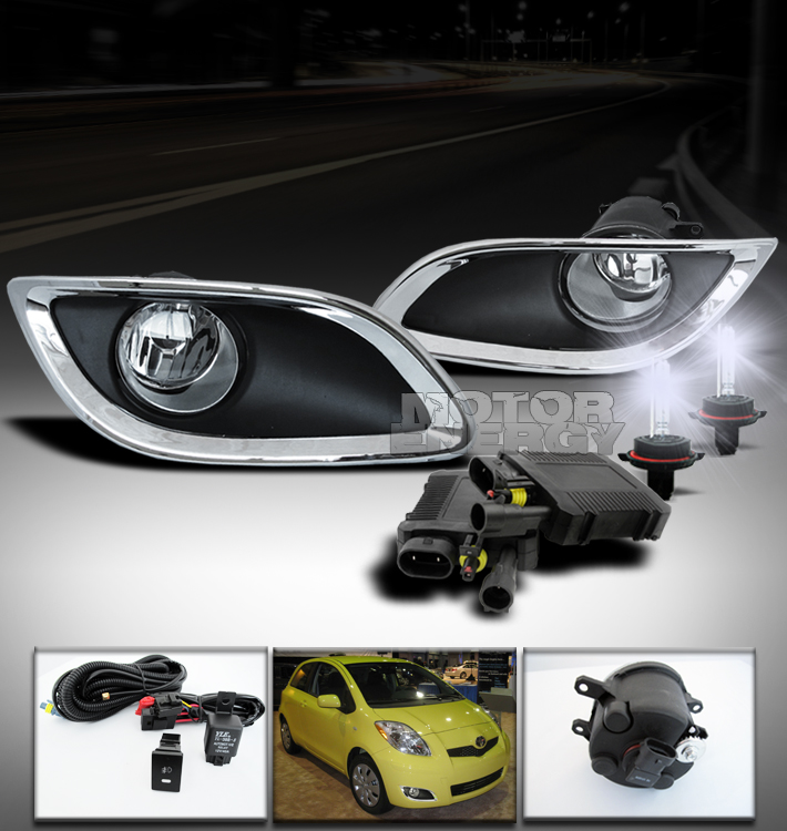 2009-2011 Toyota Yaris 2/3DR OEM Style Replacement Fog Lights with 8000K HID Conversion Kit - Chrome