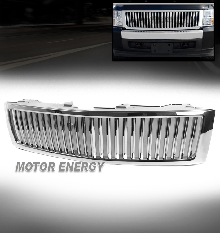 2007-2013 Chevy Silverado 1500 Vertical Style Front Upper Hood Grille - Chrome