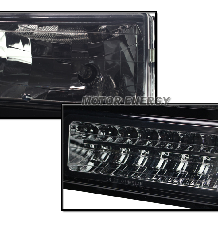 8893 CHEVY/GMC C/K SERIES PICKUP CRYSTAL HEADLIGHT SMOKE+LED BUMPER+