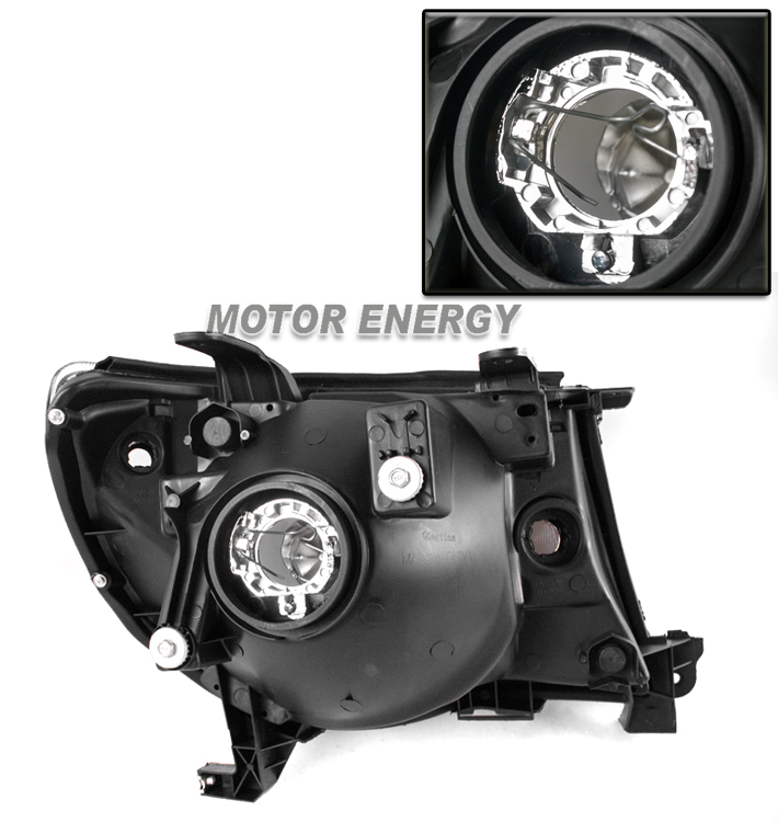 For 2005-2011 Toyota Tacoma Pickup Replacement Headlights with 50W 6000K HID Conversion Kit - Black with Amber Reflector