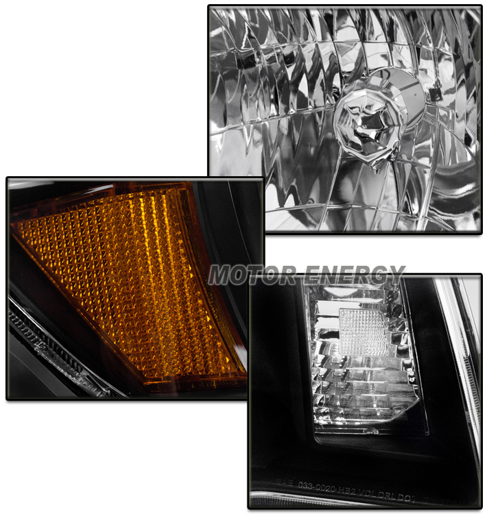 For 2005-2011 Toyota Tacoma Pickup Replacement Headlights with 50W 6000K HID Conversion Kit - Black with Amber Reflector