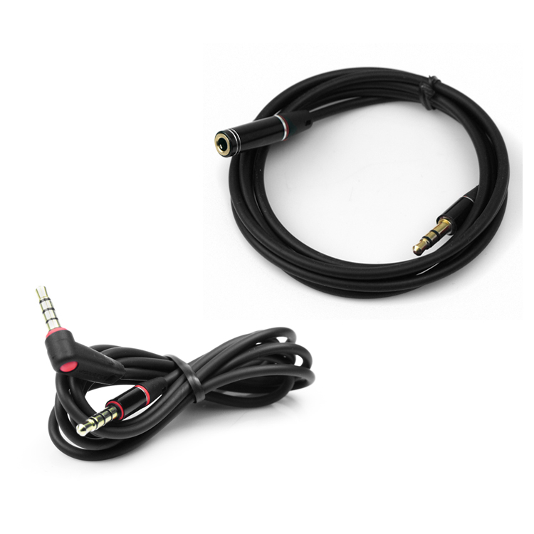 3X 4FT 3.5MM AUX EXTENSION AUDIO CABLE W//MIC+VOLUME BLACK IPHONE 5 4S IPOD TOUCH