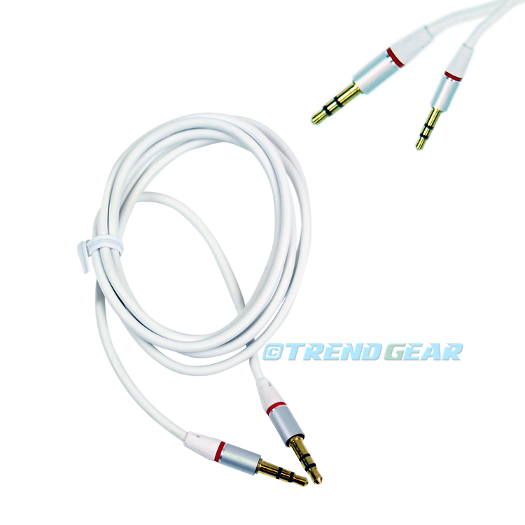 4FT 3.5MM AUX JACK MALE AUDIO STEREO CABLE CORD WHITE FOR IPHONE 5S 5C IPOD NANO