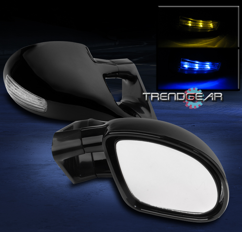 00 01 02 03 04 FORD FOCUS M3 POWERED SIDE MIRRORS BLUE//AMBER LED CLEAR LENS