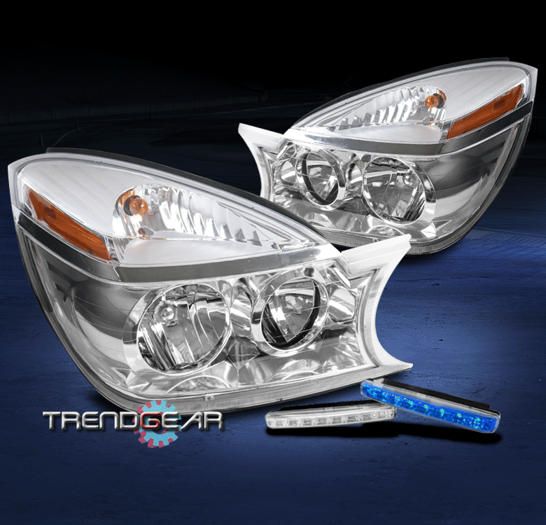 FOR 20022007 BUICK RENDEZVOUS REPLACMENT CHROME HEADLIGHT W/BLUE LED DRL SIGNAL eBay