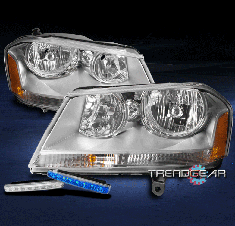 FOR 20082014 DODGE AVENGER REPLACEMENT CHROME HEADLIGHT LAMP W/BLUE