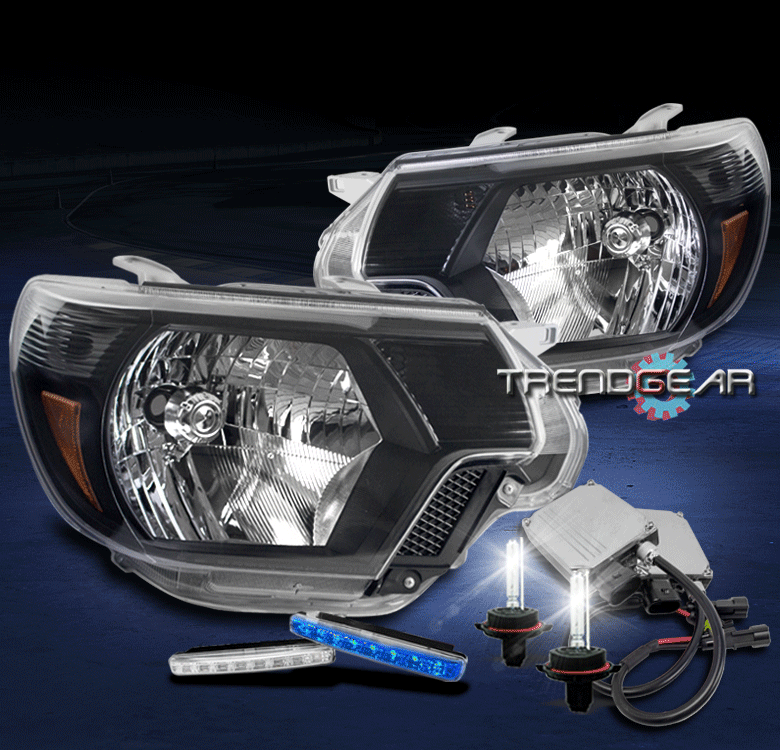 FOR 2012 2013 2014 2015 TOYOTA HEADLIGHT BLACK W/BLUE DRL LED+6K