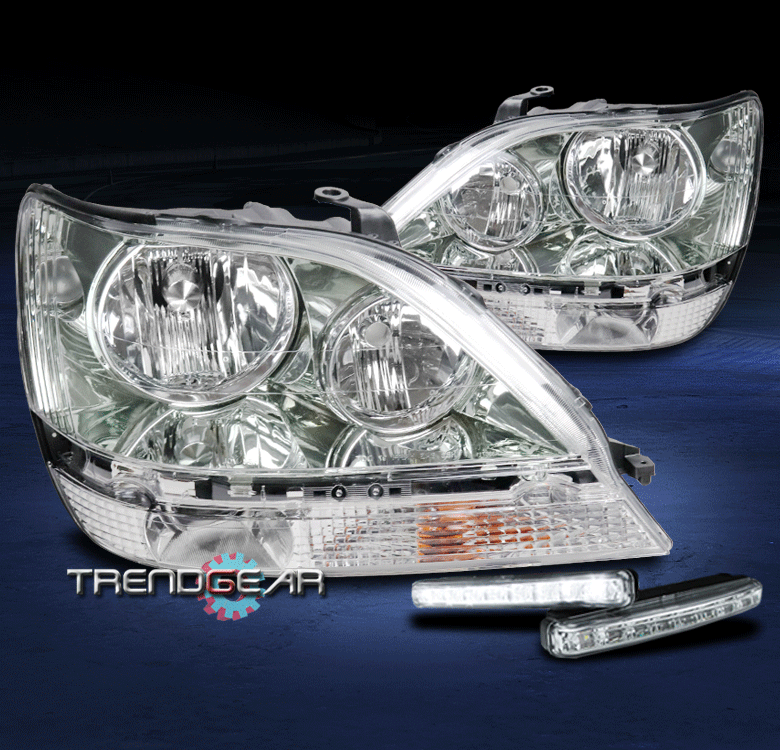 FOR 1999-2003 LEXUS RX300 REPLACEMENT BLACK HEADLIGHT HEADLAMP LAMP LED DRL KIT