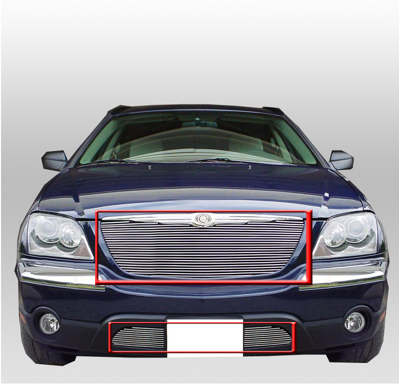 Chrysler Pacifica Custom Grill FOR 04 05 06 PACIFICA FRONT UPPER+BUMPER BILLET GRILLE GRILL COMBO 2PCS