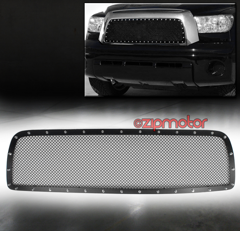 For 07-09 Toyota Tundra Gloss Blk Honeycomb Mesh Front Bumper Hood Grill Grille