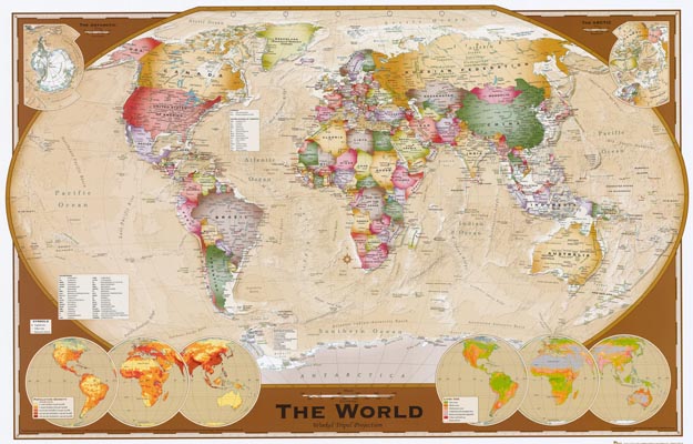 map of the world winkel tripel projection 24x36 poster