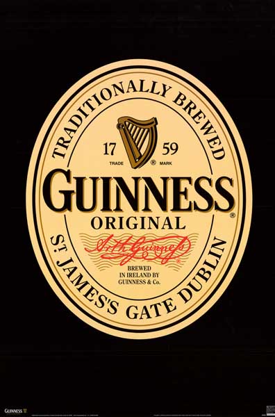 guinness beer label logo 24x36 poster