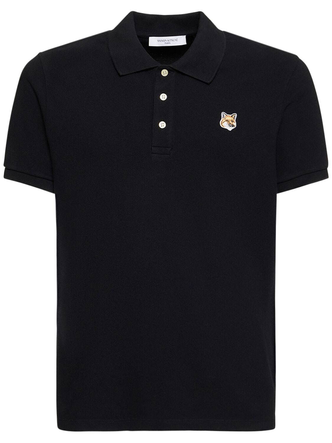 Maison Kitsune Fox Head Patch Regular Polo Shirt Small Black