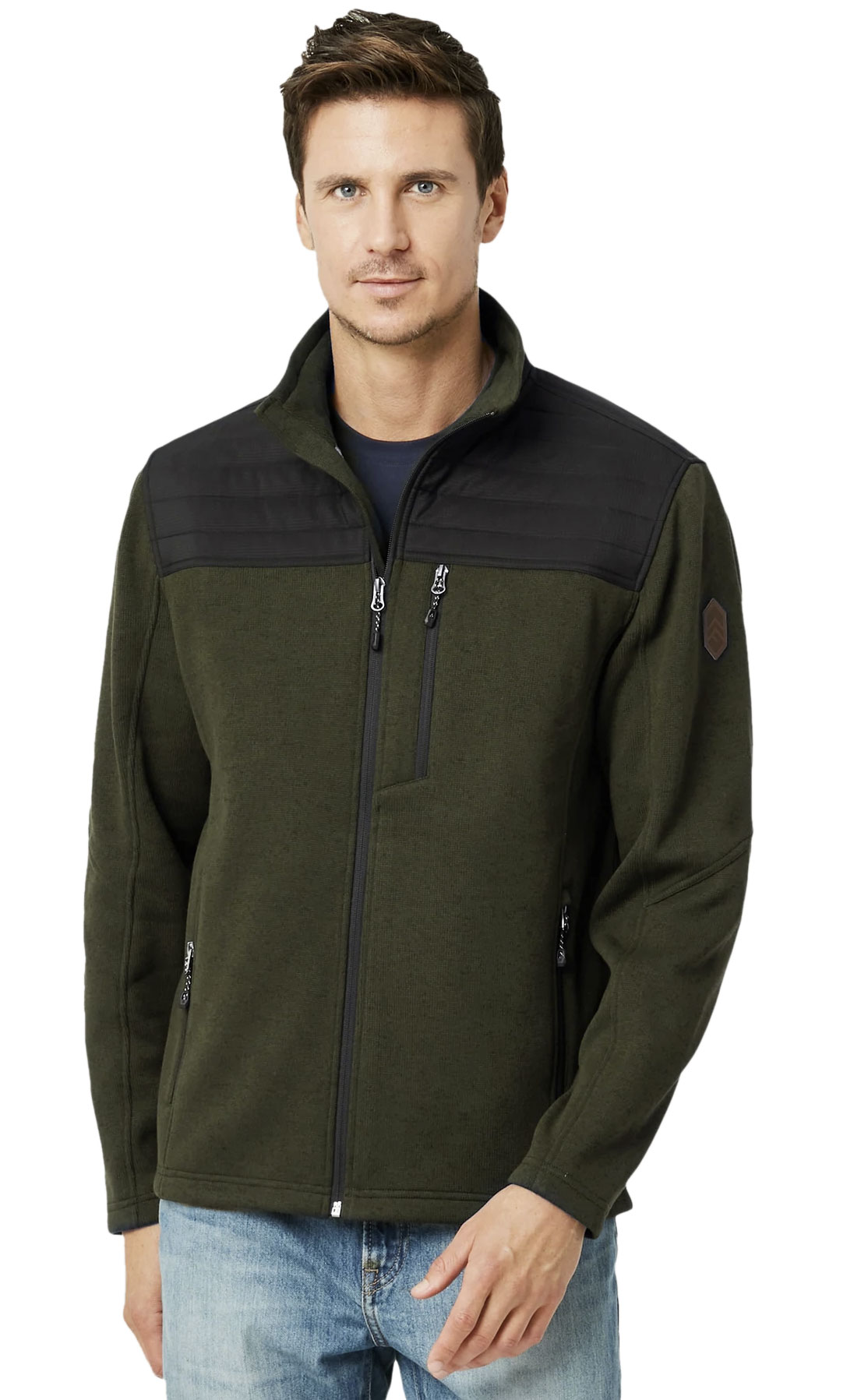 Free Country Mens Frore Sweater Knit Fleece Jacket XL Dark Leaf