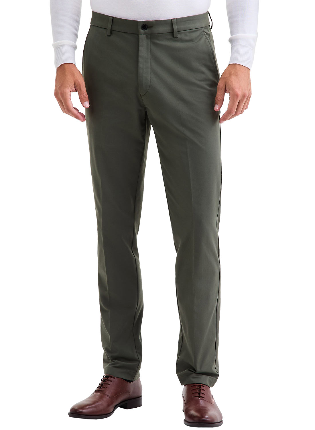 men's classic-fit cotton stretch performance dress pants Classic Black Stretch Cotton-blend Suit Pant