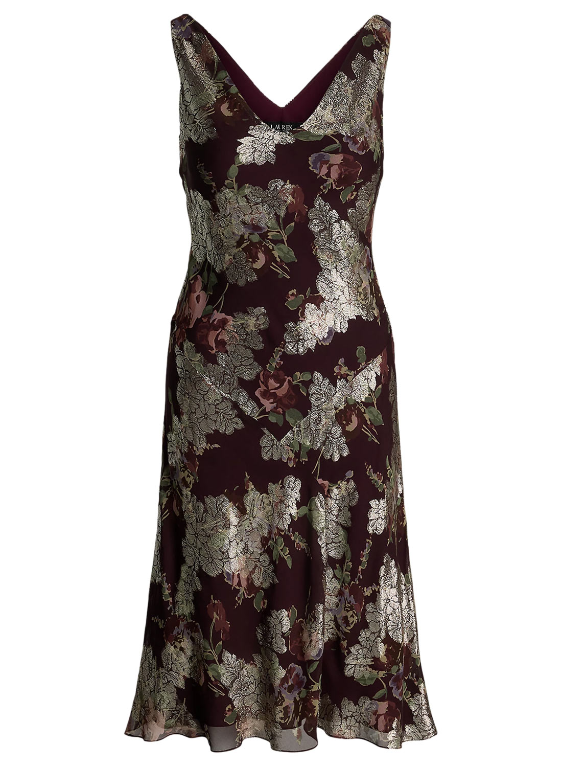 white christmas dresses METALLIC JACQUARD SHIRTDRESS GOWN WITH FLORAL PRINT – Glasscock Boutique main image 1