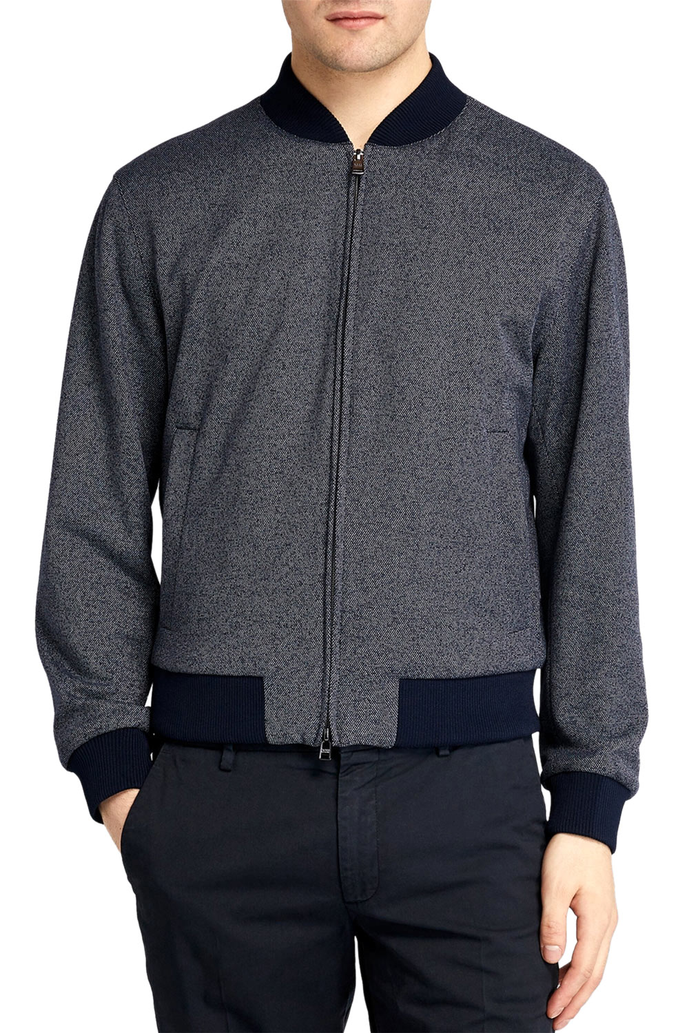 Hugo Boss Mens Slim Fit Double Knit Bomber Jacket 42 Regular Dark