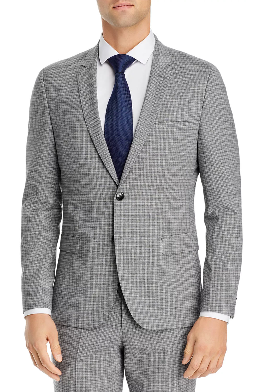 Hugo Boss Mens Arti Tonal Check Extra Slim Fit Suit Jacket