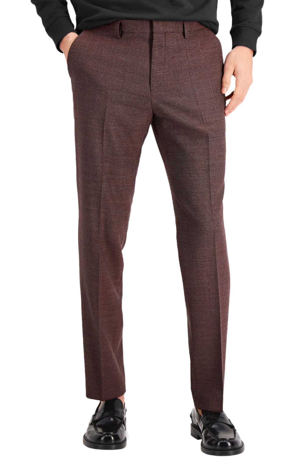 Hugo Boss Mens Tom Modern-Fit Wool Micro Pattern Dress Pants 40W X