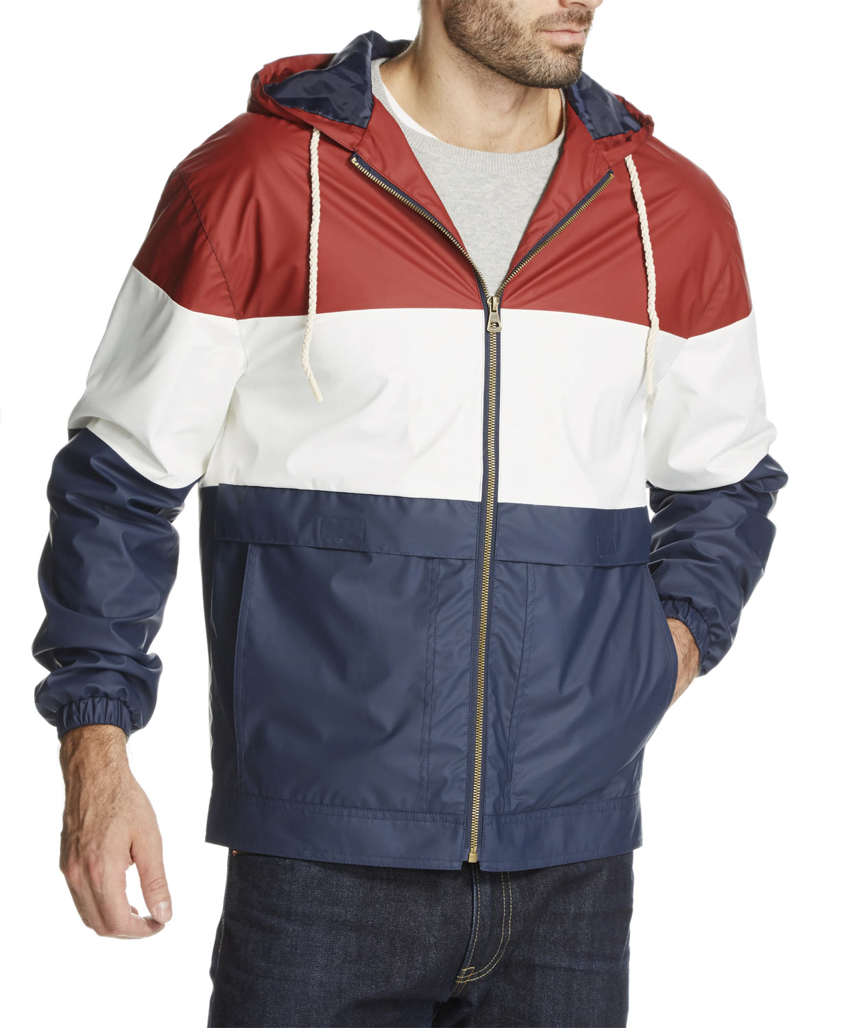 Weatherproof Vintage Mens Colorblock Hooded Rain Jacket XXXL